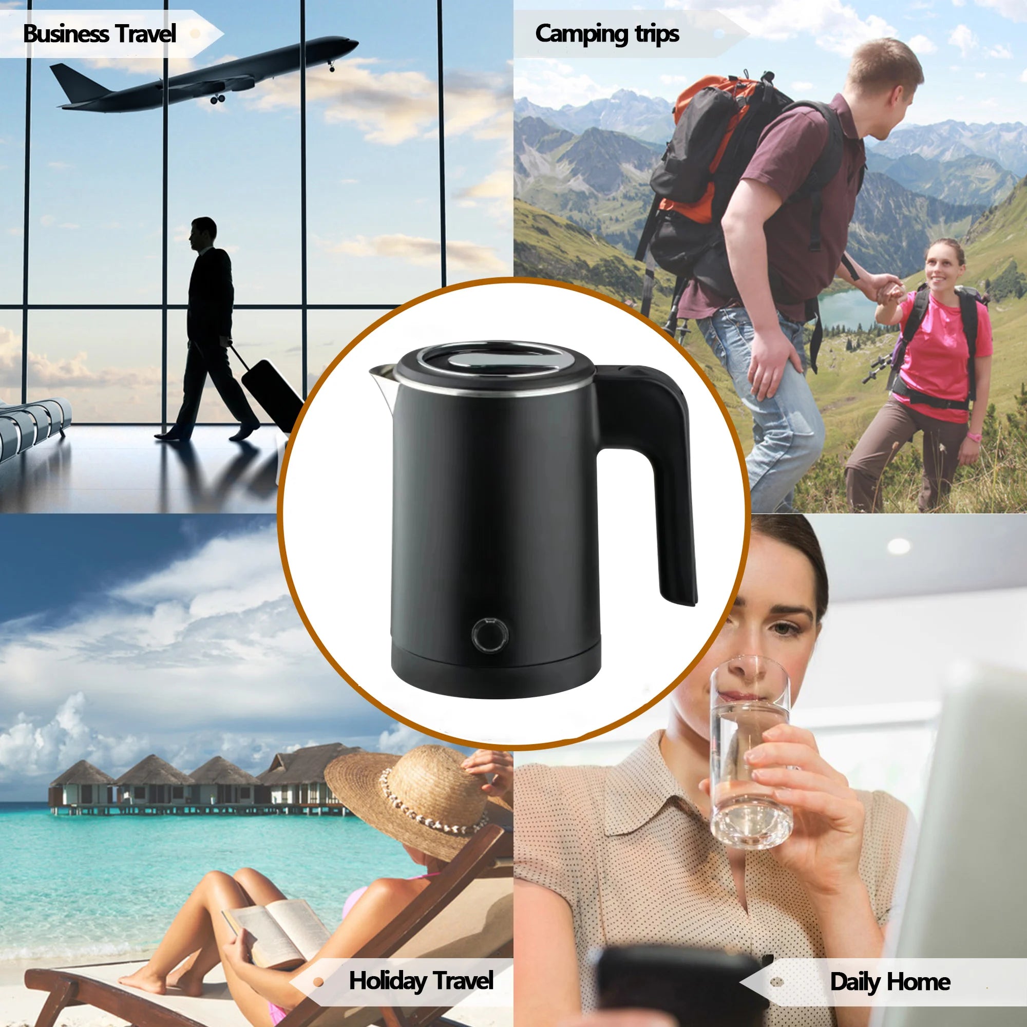 600ml Portable Travel Electric Kettle 